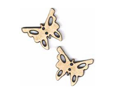 Botón Madera Mariposas (x2)