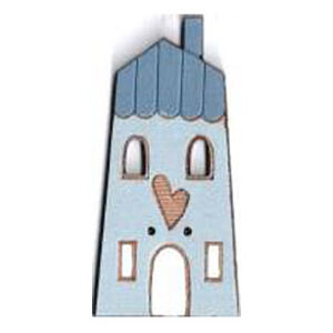 Botón Madera Pintada Casa Azul