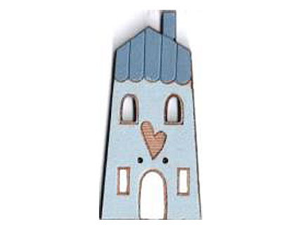 Botón Madera Pintada Casa Azul