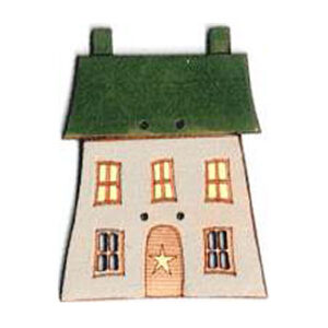 Botón Madera Pintada Casa Verde