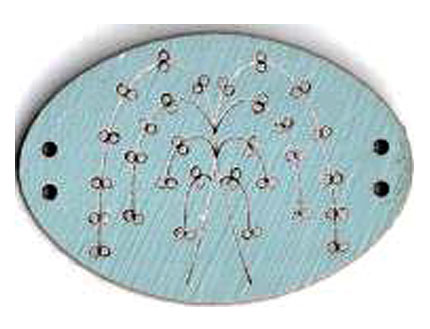 Botón Madera Pintada Árbol Azul