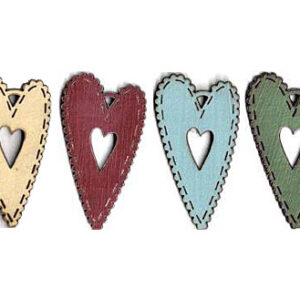 Botón Madera Pintada Corazón Doble Varios Colores