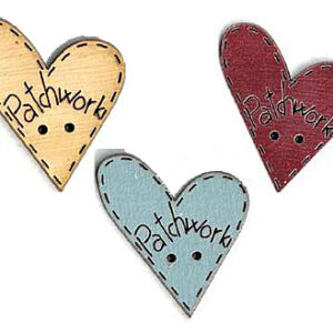 Botón Madera Pintada Corazón Patchwork Varios Colores