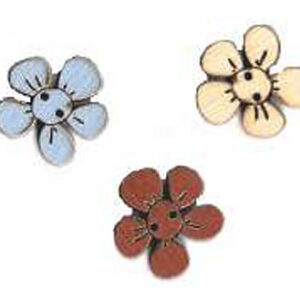 Botón Madera Pintada Flores (x3)