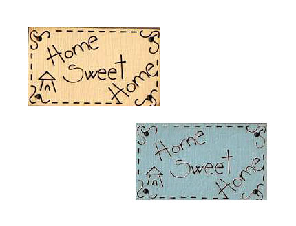 Botón Madera Pintada Home Sweet Home Azul y Beige