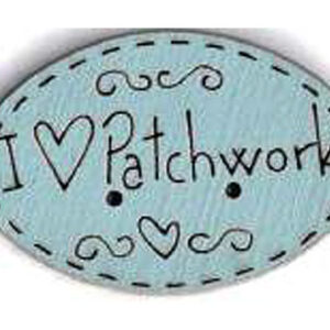 Botón Madera Pintada I Love Patchwork Azul