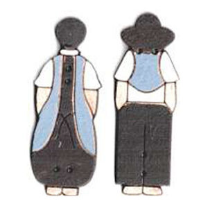 Botón Madera Pintada Pareja Amish