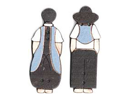 Botón Madera Pintada Pareja Amish