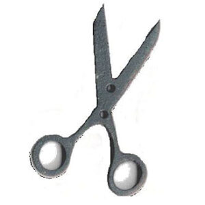 Botón Madera Pintada Tijeras Negro