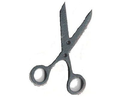 Botón Madera Pintada Tijeras Negro