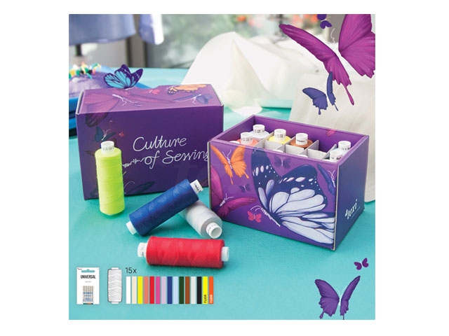 Caja de 15 hilos y 5 agujas Texi